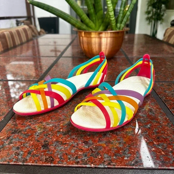 Women’s crocs Women's Huarache Flat Rubber Sandals size 10 - Picture 2 of 11